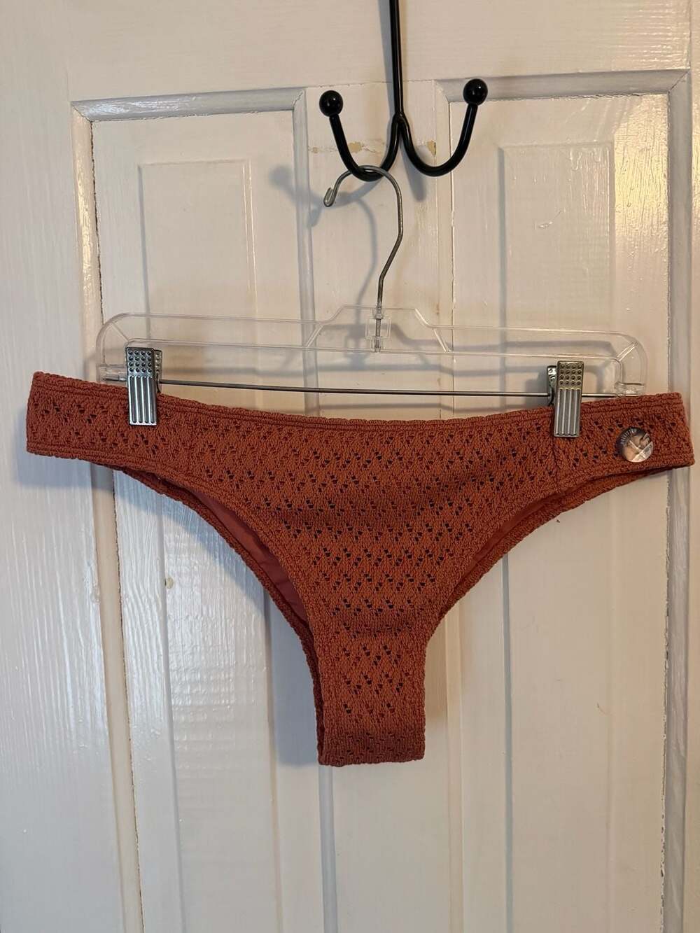 Hollister Eyelet Textured Bikini Bottoms in Rust Large
